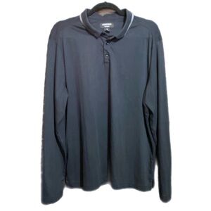 Nordstrom Black Long Sleeve Polo Pop Over Shirt Preppy Tech-Smart-Casual Size XL